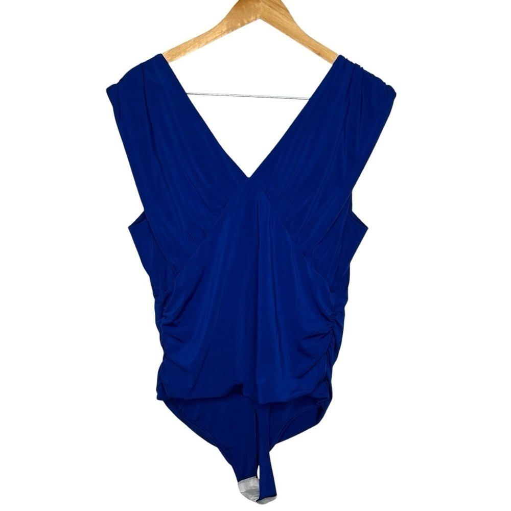 Express Royal Blue Body Contour Compression Sleeveless Ruched Bodysuit Size XL - Picture 7 of 8